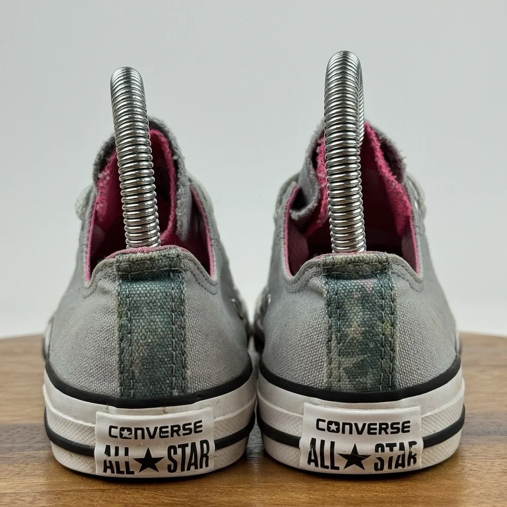 Big Kids Girls Converse CTAS Double Tongue Gray Pink Low Sneakers Shoes Size 3 Y